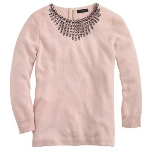 J. Crew Sweaters - J Crew Jeweled-Starburst Pink Sweater